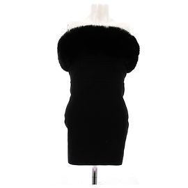 Saint Laurent Woll- und Pelzkleid