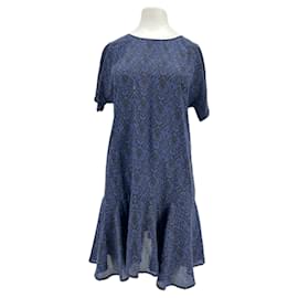 Vestido corto de seda negro y marino Ba&Sh Talla 34