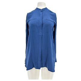 Camicia Vince in seta blu navy