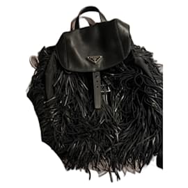 Prada Black Backpack with Leather Fringes