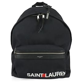 Sac à dos en toile et cuir noir Yves Saint Laurent