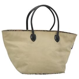 Autre Marque Burberrys Blue Label Tote Bag aus Nylon Beige Silber Authentisch ti3066