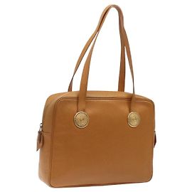 SAINT LAURENT Borsa a Spalla Pelle Marrone Oro Auth 122006