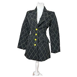Autre Marque Trench coat vintage Kansai Yamamoto negro amarillo S/M