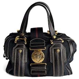 Borsa a mano Ophidia Boston Small Aviatrix Guccissima in tela nera