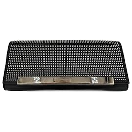 Saint Laurent Clutch in pelle con rivetti nera