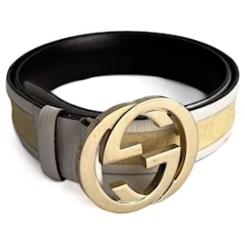 Breiter GG-Leder-Gürtel 90/36 Off-White - Gucci