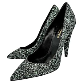 Saint Laurent Pumps in pelle e glitter 39 Nero