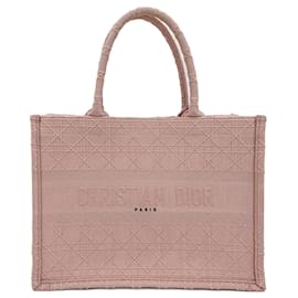 Book Tote Medium Embroidery Canvas Bag Pink - Dior
