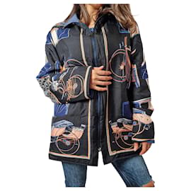 Reversible Seidenjacke tragbar in Marineblau - Hermès