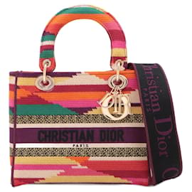 Dior Bolso tote de lienzo con bordado mediano Lady D-Lite 2 vías Multicolor
