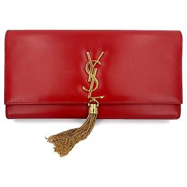Saint Laurent Clutch in pelle Kate con patta rossa