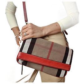 Burberry Borsa a tracolla in tela a quadri beige Archive