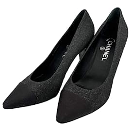 Décolleté in pelle con punta a cappuccio 40 Tacco 9 cm Nero - Chanel