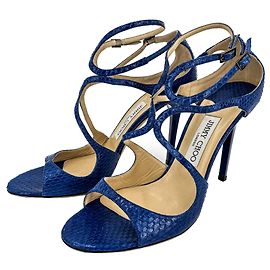 Jimmy Choo Sandali in pelle esotica Lance 40 Tacco 10 cm Blu