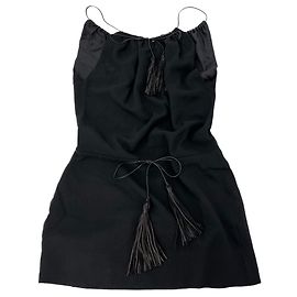 Saint Laurent Vestido Mini de Acetato y Viscosa F 38 Negro
