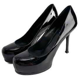 Saint Laurent Tribute Décolleté in Pelle Lucida 40 Nero