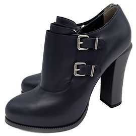 Fendi Botines de cuero de tacón alto 40 1/2 azul marino