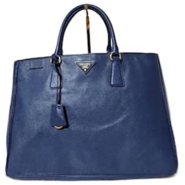 PRADA Saffiano Lux Grande Galleria Double Zip Tote Blu