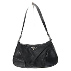 PRADA Borsa a spalla in nylon/ pelle nera