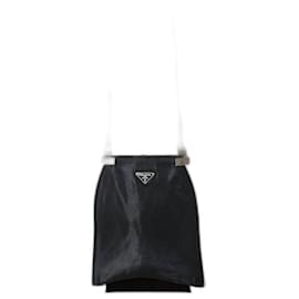Borsa a tracolla piccola in nylon/pelle verniciata vintage di Prada nera