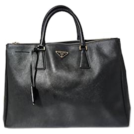 PRADA Saffiano Lux Große Galleria Doppelreißverschluss Tote Schwarz - Prada