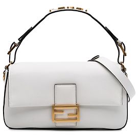 Borsa Baguette convertibile in pelle bianca Fendi