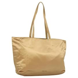 PRADA Borsa Tote Satin Champagne Oro Auth 122170