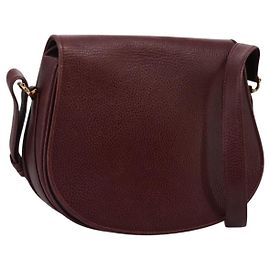 CARTIER Borsa a Spalla Must Line Pelle Bordeaux Oro Auth BA1792