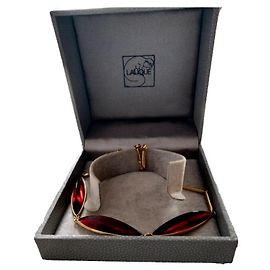 Collana Lalique Tre Esplosioni in Vermeil e Cristallo Rosso