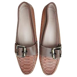 Mocassini Paraboot in Pelle Marrone Chiaro Effetto Rettile