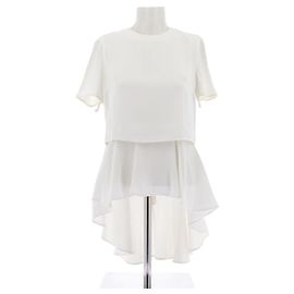 Blusa Alexander McQueen Bianca con Volant e Maniche Corte