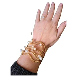 Bracciale in filo con perle e ottone dorato - Aurelie Bidermann
