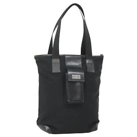 Bolsa de mão GUCCI em nylon preto prata 019 0373 Auth bs25919