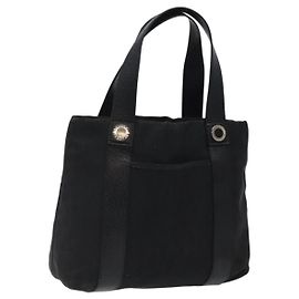 Bulgari Borsa a mano BVLGARI Logo Mania in tela nera Auth BA1827