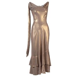 Abito John Galliano Dorato in Satin e Viscosa