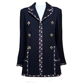 Chanel Tweed-Jacke Paris / Byzanz mit Mosaikbesatz und Schmuckknöpfen 42 FR