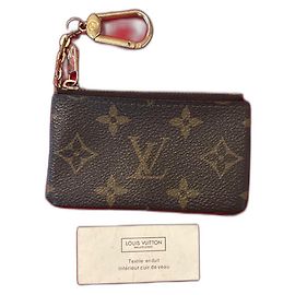 Louis Vuitton Monedero y llavero de piel Bronze
