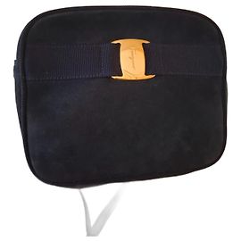 Salvatore Ferragamo Vara Schultertasche aus Leder marineblau