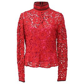 Blusa in pizzo Salvatore Ferragamo in cotone rosso