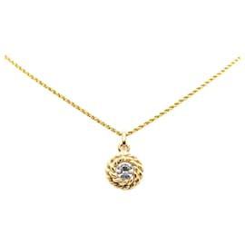 Chanel Gold Plated Strass Anhänger Halskette