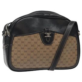 Gucci Bolso de Hombro Micro GG Supreme PVC Marrón 001 256 1189 Auth BA1925