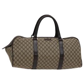 GUCCI GG Supreme Boston Tasche aus PVC in Braun Silber 108793 Auth ki5734