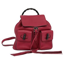 GUCCI Bamboo Rucksack Leder Outlet Pink 370833 Auth bs25742