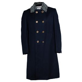Thom Browne, Chesterfield-Mantel aus Kavallerietwill mit Pelz-Pin-Tucks