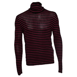 Saint Laurent, Gestreifter Pullover in Schwarz und Bordeaux