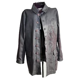 Cappotto lungo viola in cotone per uomo taglia 50 nuovo con etichetta Rochas
