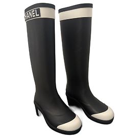 Botas de lluvia Chanel de goma negras Talla 35