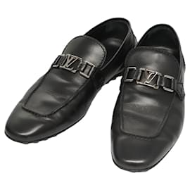 LOUIS VUITTON Scarpe da guida in pelle nera LV Auth bs25780