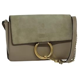 Chloé Borsa a Spalla Chloe Fay in Pelle Scamosciata Grigia Oro Auth BA1915